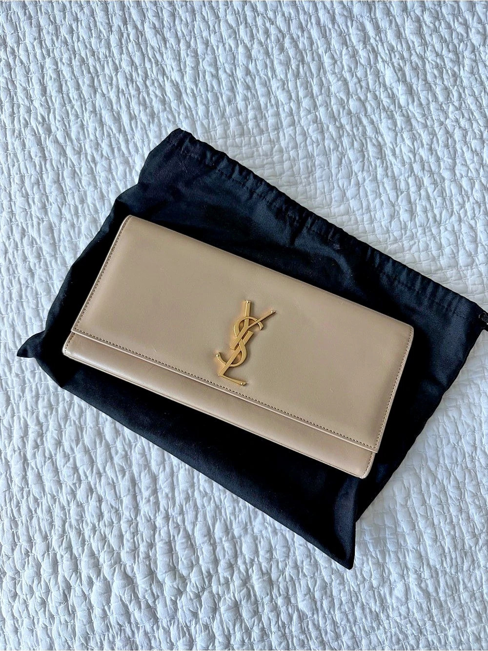 Saint Laurent Beige Logo Clutch